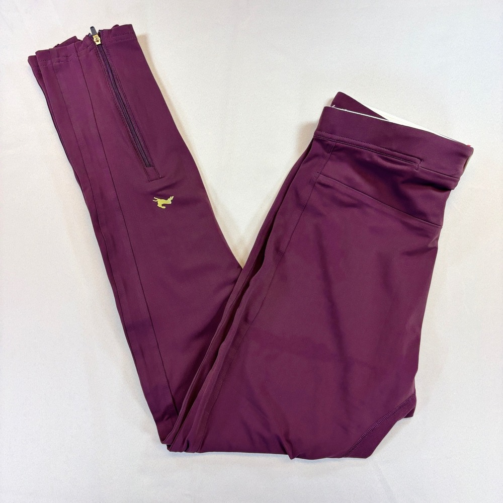 Tracksmith Running Tights‎ Mens XL Maroon Compression Zipper Ankle Pocket EUC